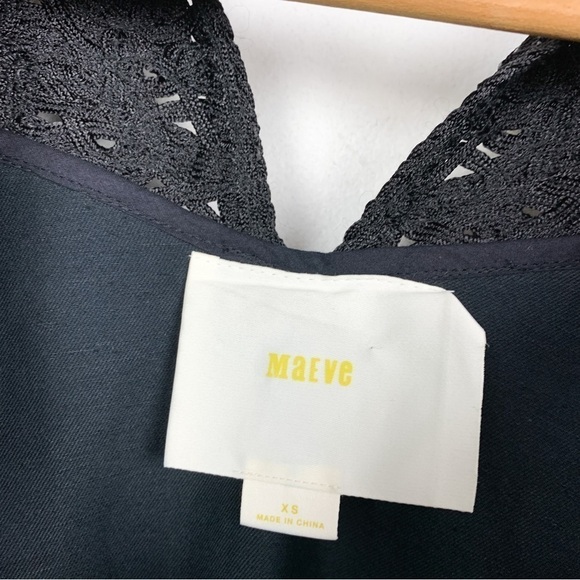 Maeve Anthropologie Black Crochet Pocketed Sheath Dress Sz XS - Picture 7 of 11